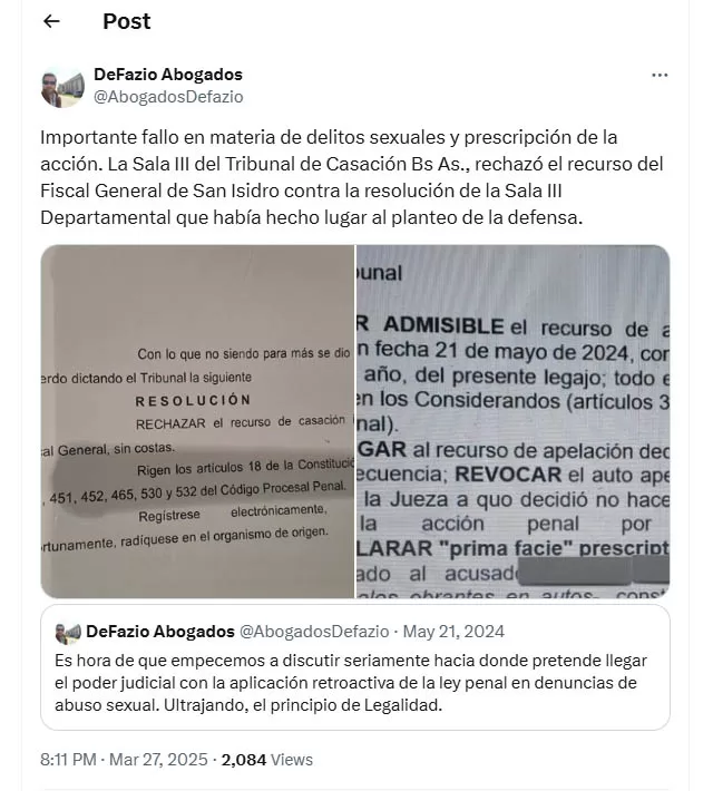 x-twitter post abogado penalista